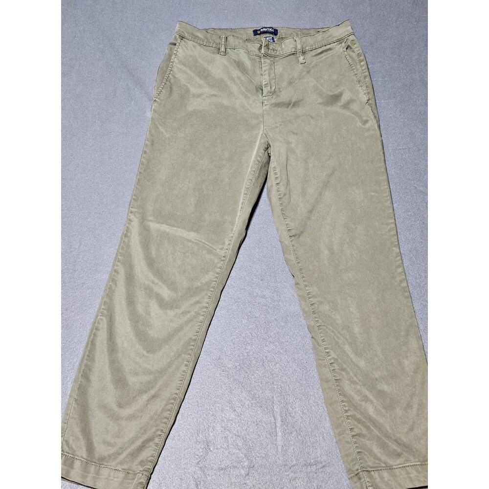 Nautica Pants Womens 6/28 Green Chino Tencel Ankle Trouser Pants Slash Pockets